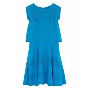KAREN MILLEN Laser Cut Precious Blue Dress US 2